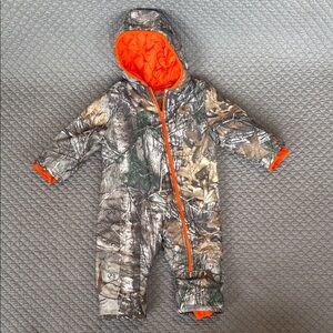 Carhartt Kids Camo Puffer Bunting with Orange Lining